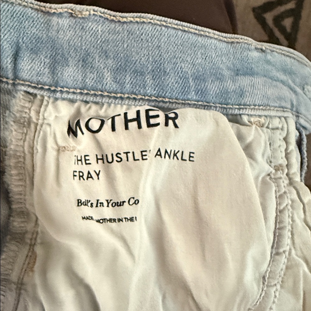 MOTHER Light Blue Flare Jeans with Frayed Hem - Picture 3 of 4
